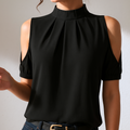 DIANA | BLACK PLEATED TOP WITH SPLIT SLEEVES