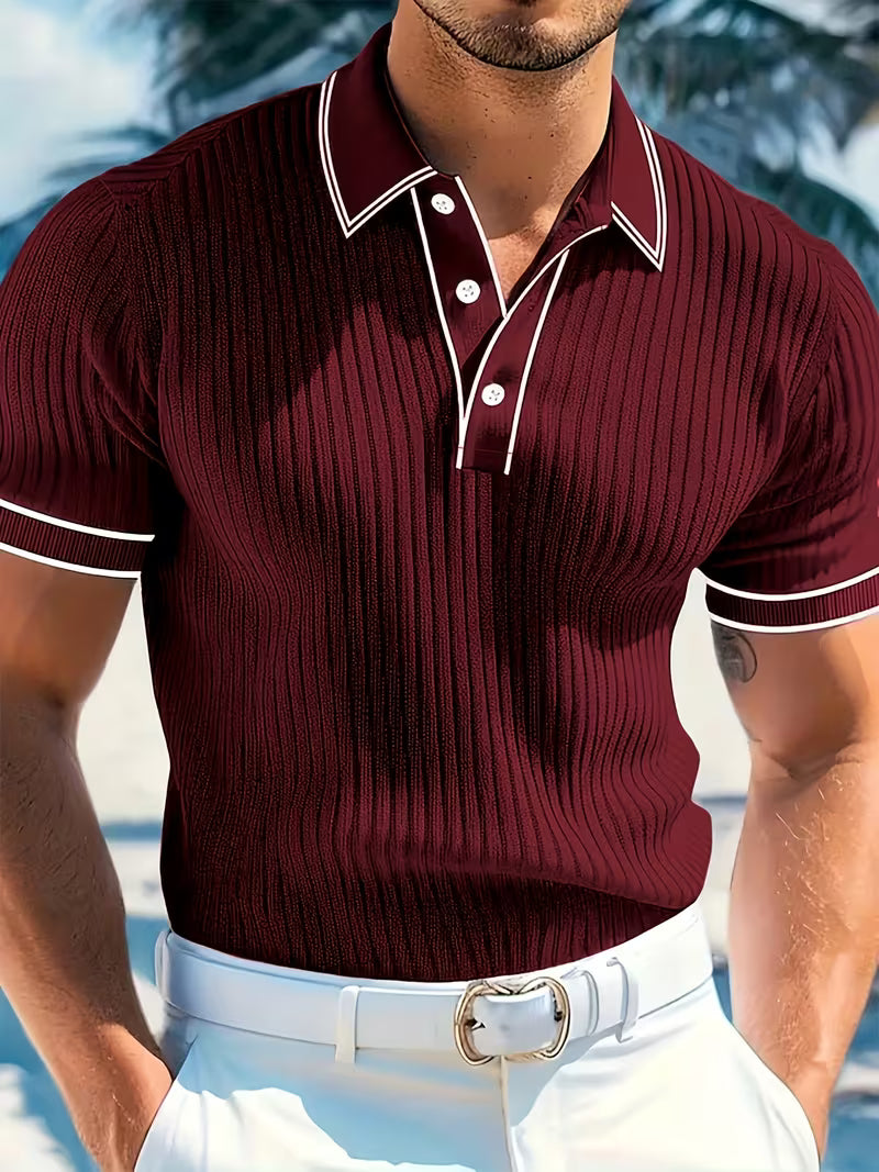 Leonard | Color-Blocked Short Sleeve Polo Shirt – Ellison & Marlow