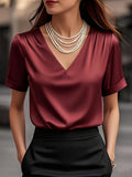Katherine | Draped V-Neck Blouse