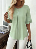 Isadora | Softly Draped Ruffle-Sleeve Blouse