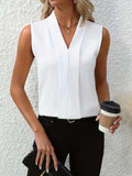 Sloane | Sleeveless Pleated V-Neck Blouse