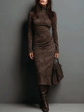 Maisie | Elegant Suede High Neck Dress