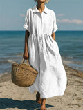 Fionna | Casual Button Mid Sleeve Dress