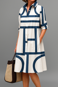 Amira | Sophisticated Pattern Collar Midi Dress