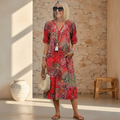 Natalie | Vibrant Pattern Midi Dress